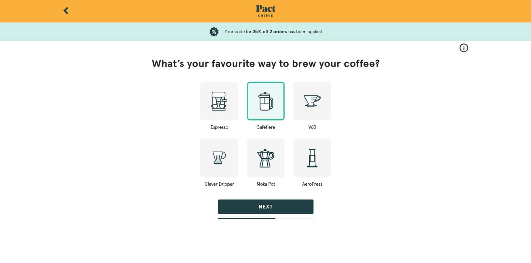 Pact Coffee subscription and delivery website, desktop view 3 of 3