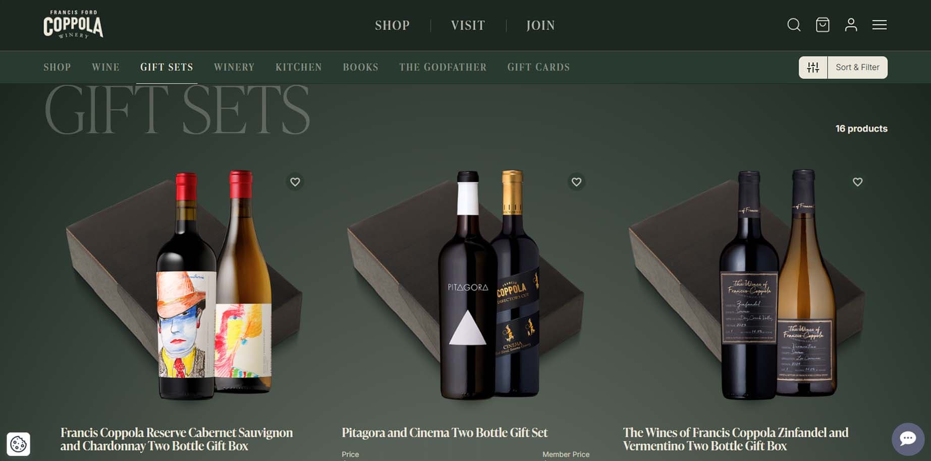 Francis Ford Coppola Winery website, desktop view 2 of 3
