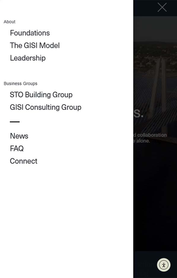 GISI global infrastructure website, mobile view 3 of 3
