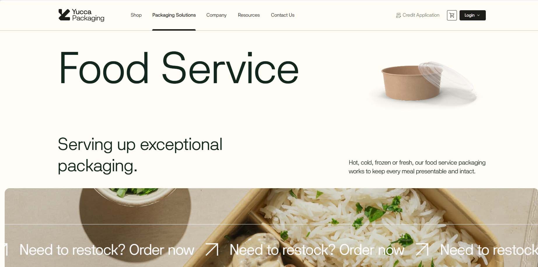Yucca Packaging WooCommerce website, desktop view 2 of 3