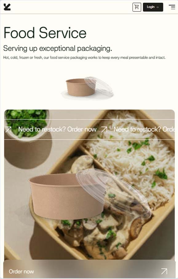 Yucca Packaging WooCommerce website, mobile view 2 of 3